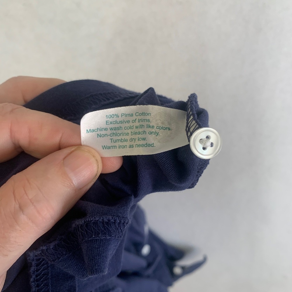 Criquet Polo Shirt Small Navy Blue Pima Cotton Pocket Classic Casual Golf S/S - Picture 6 of 8